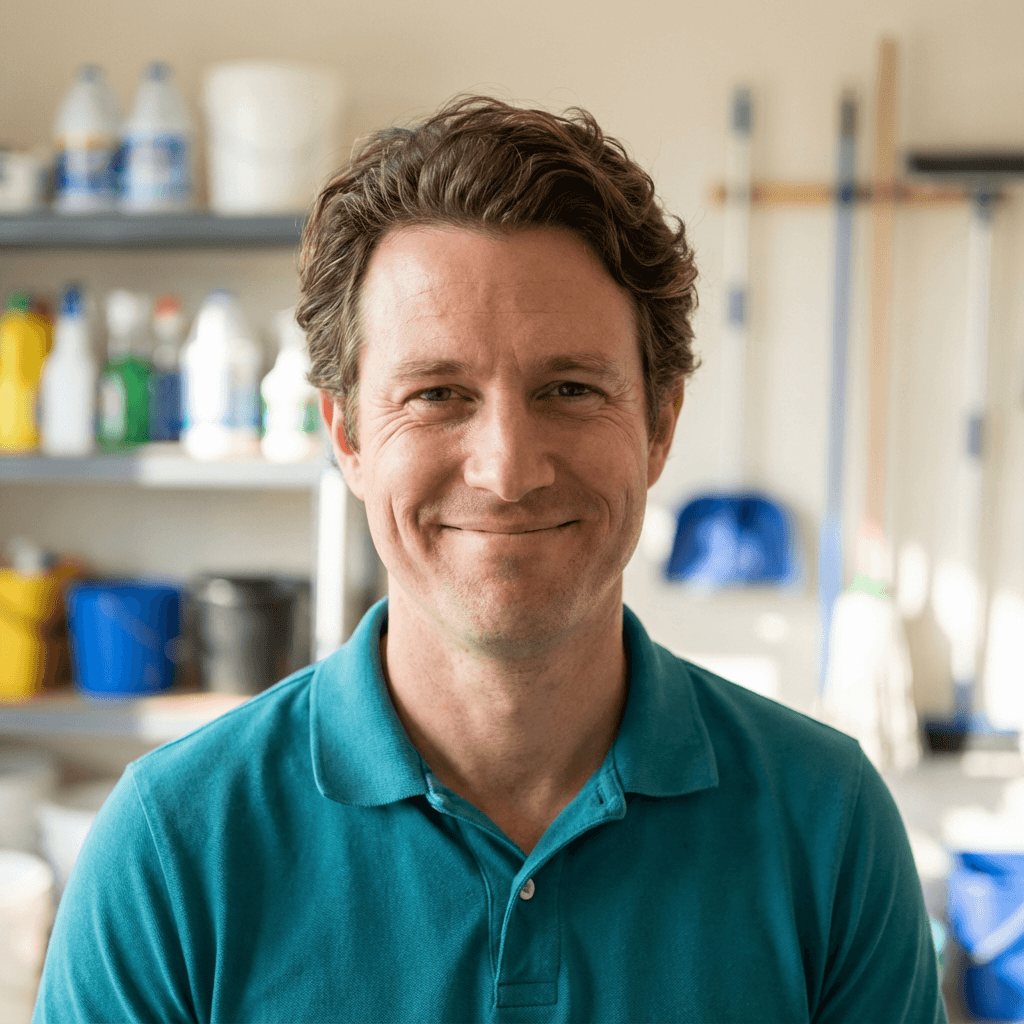 David K. preparing pomegranate powder smoothie